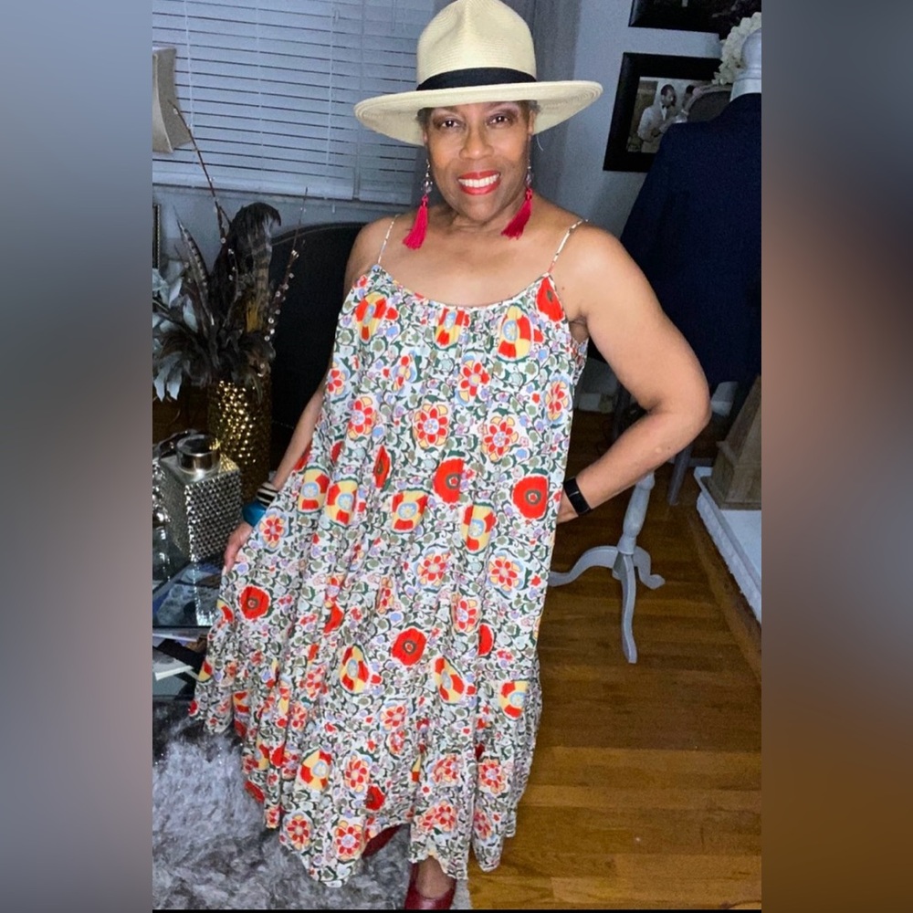 RHODE Floral Maxi Dress - Red and Orange